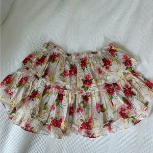 LoveShackFancy Pink Floral Mini Skirt